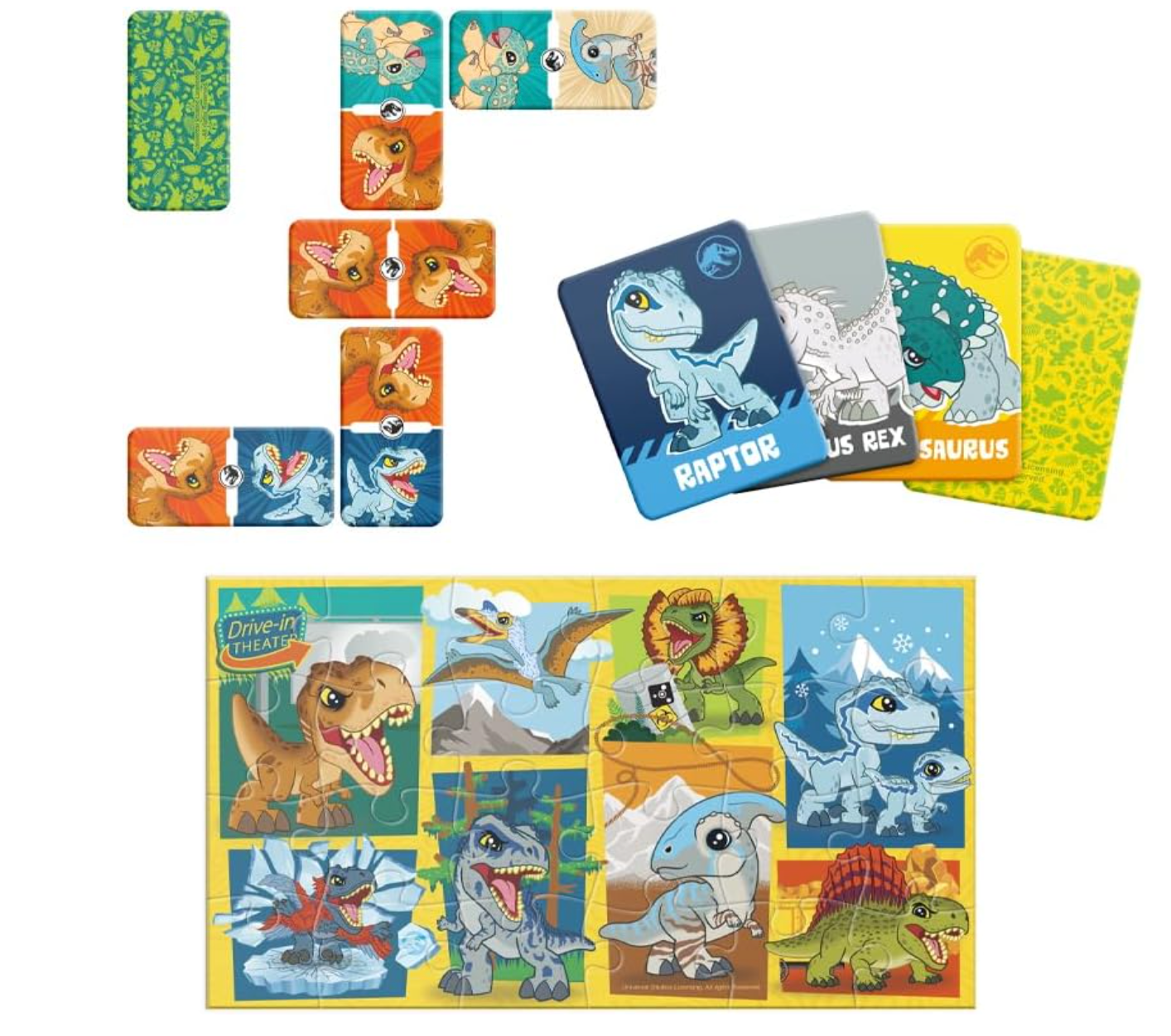 Set de Juegos 3 en 1 Memoria Dominó Y Rompecabezas Jurassic World PORFYDYA