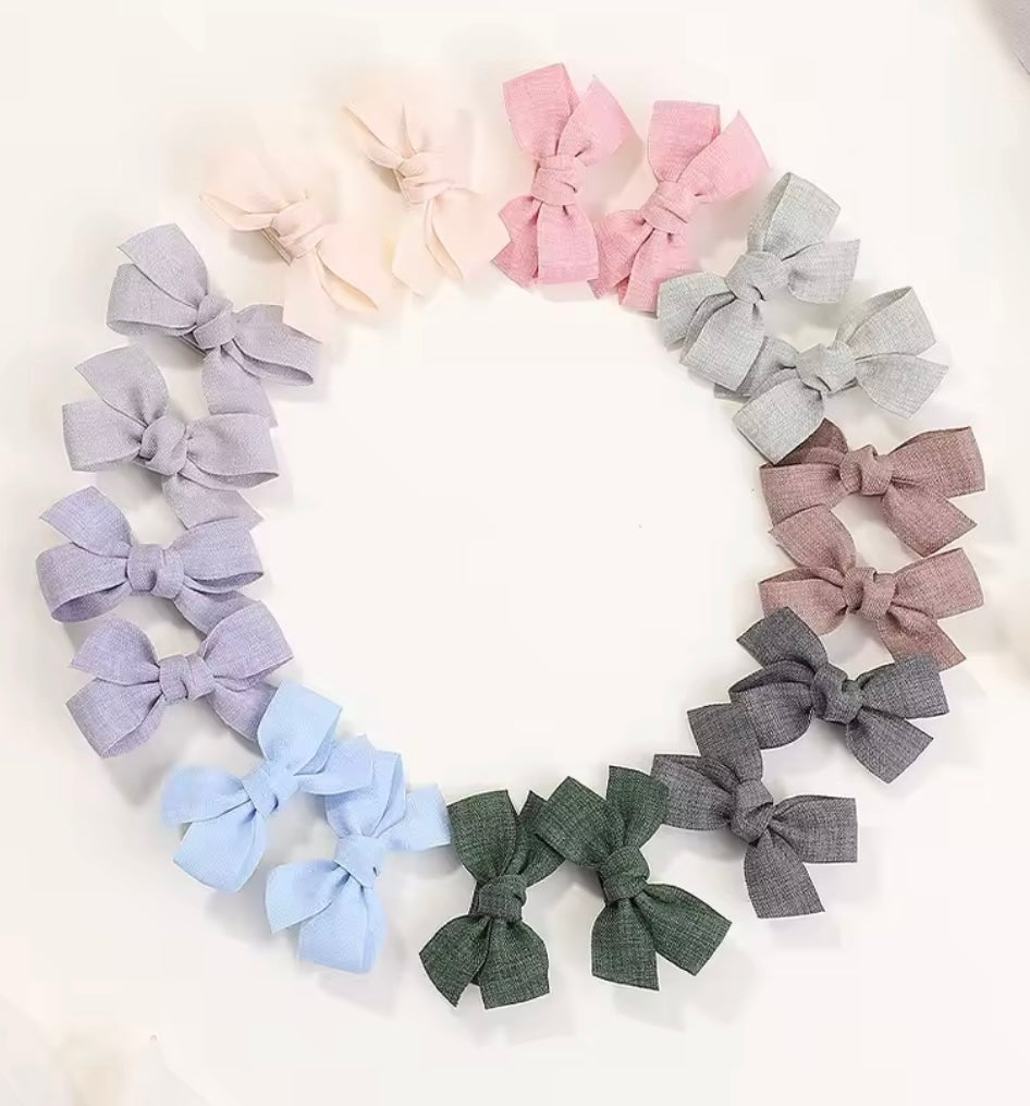 Set 2 Hair Clips mini Pinza de Lino Jara Lazado PORFYDYA