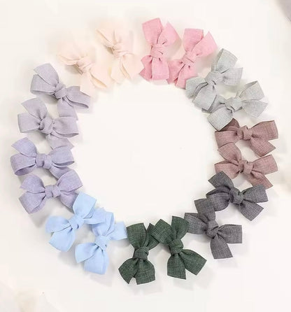 Set 2 Hair Clips mini Pinza de Lino Jara Lazado PORFYDYA