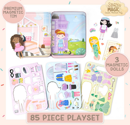 Story Magic Dress-Up Dolls Travel Playset PORFYDYA