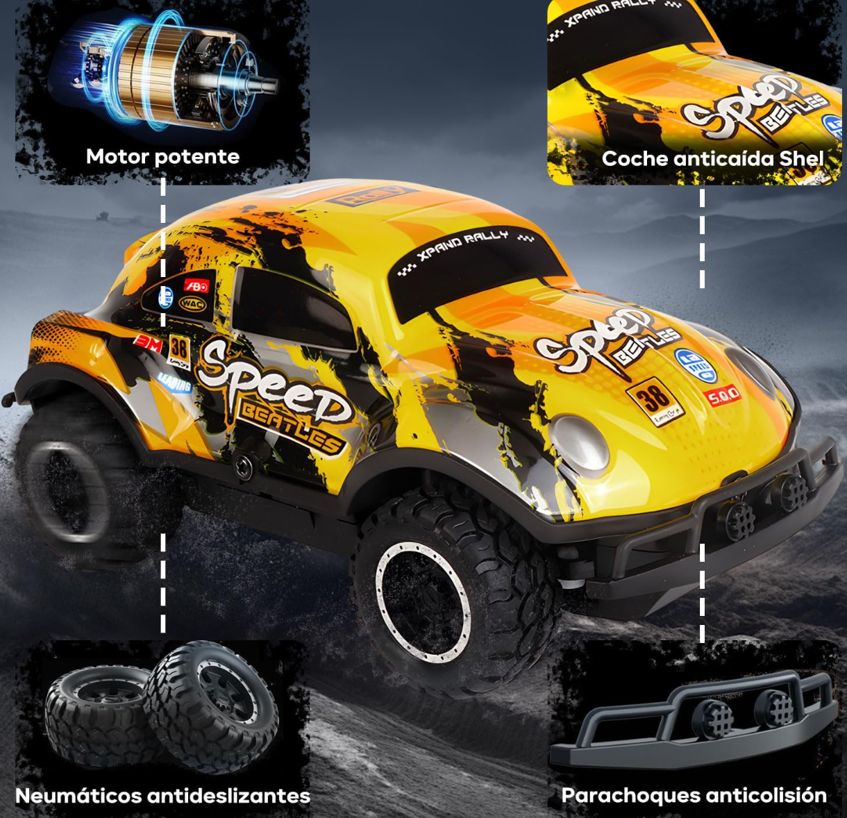 Garselay Carro de Control Remoto, Coche RC Todo Terreno PORFYDYA