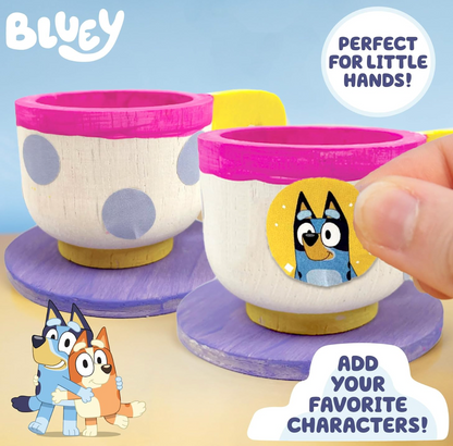 Bluey Paint & Play Juego de té – Juego de 6 piezas de madera PORFYDYA