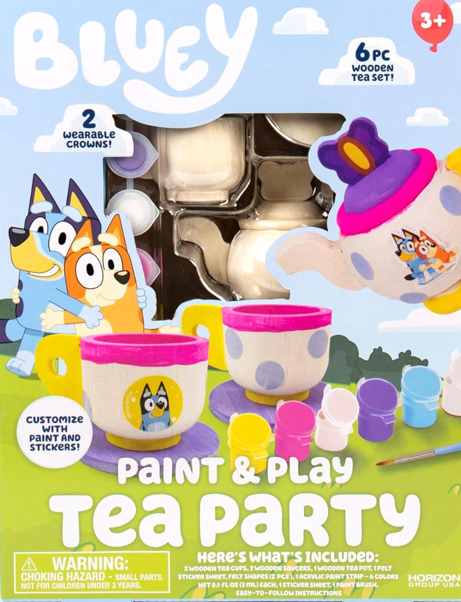 Bluey Paint & Play Juego de té – Juego de 6 piezas de madera PORFYDYA