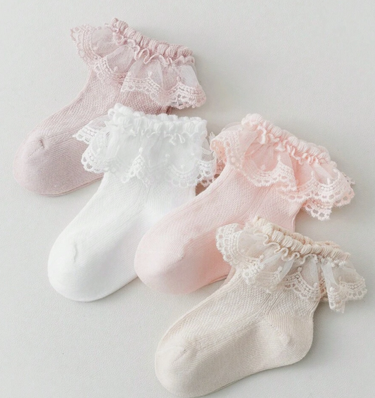 Calceta Olan Encaje  Niña Bordado Seta 6-12 meses CHIKY NYNO