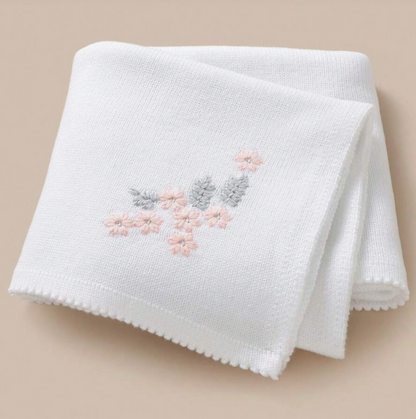 Manta de Punto Punto Flores Blanco CHIKY NYNO