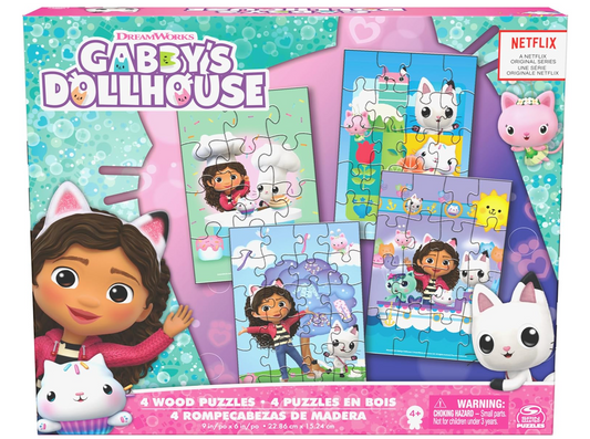 La casa de muñecas de Gabby, 4 Rompecabezas de Madera PORFYDYA