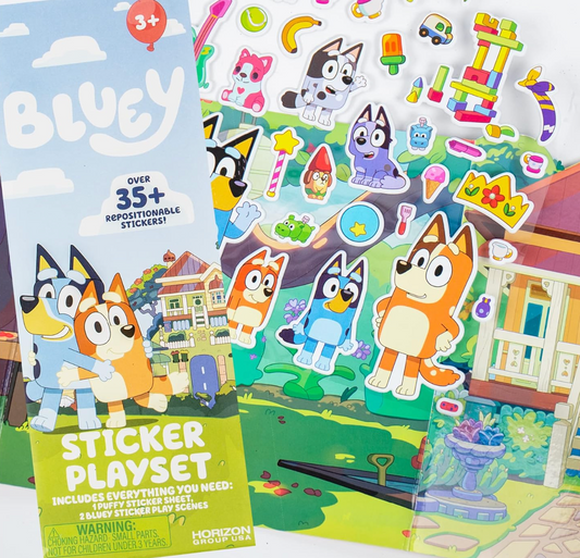 Bluey Juego de pegatinas – Pegatinas azules reutilizables para niños PORFYDYA