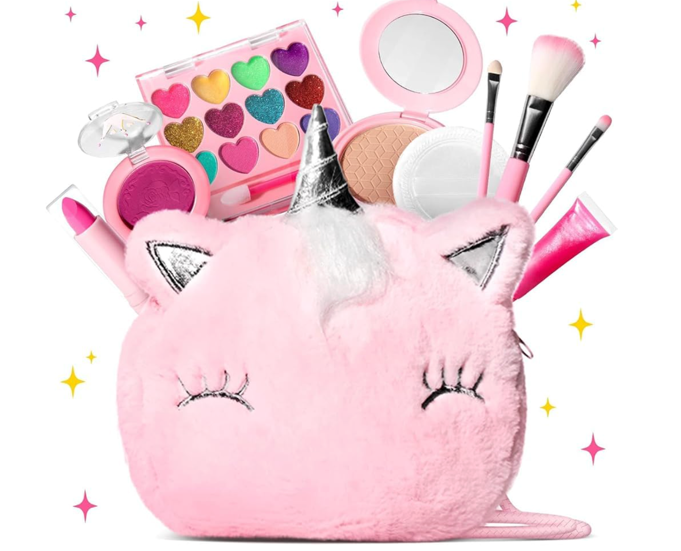 Bolso de Maquillaje para Niñas-11 pcs Unicornio Peluche PORFYDYA