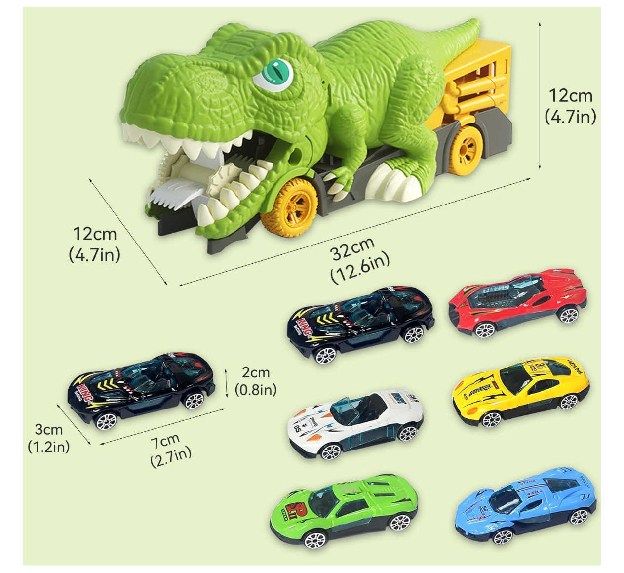 Coches de Juguete de Dinosaurios para niños,7 En 1 PORFYDYA