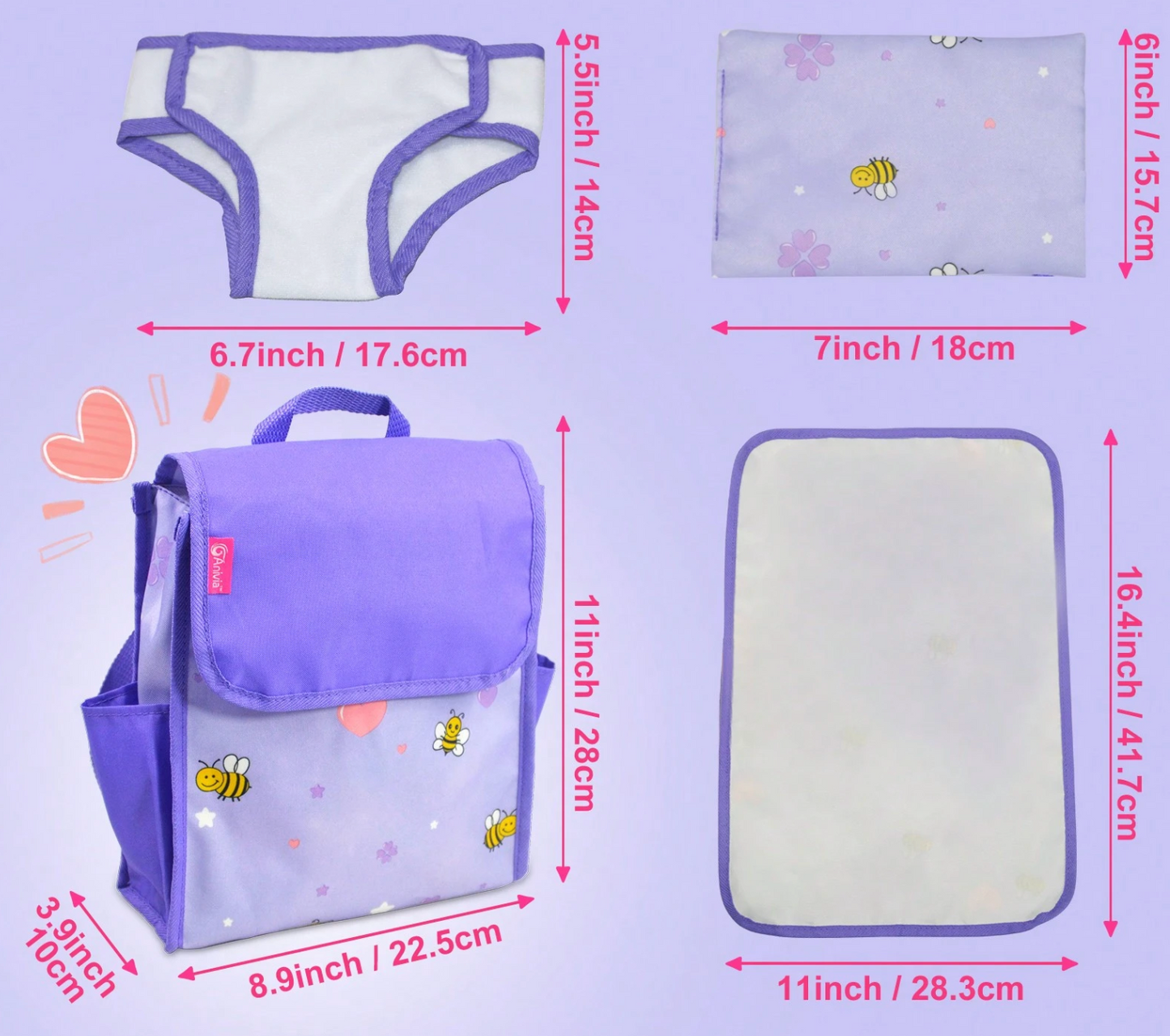 Pañalera para Muñecas con Accesorios PORFYDYA