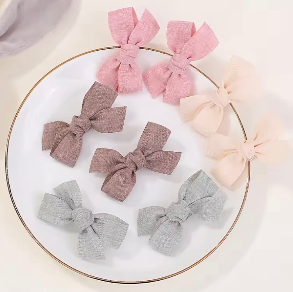 Set 2 Hair Clips mini Pinza de Lino Jara Lazado PORFYDYA