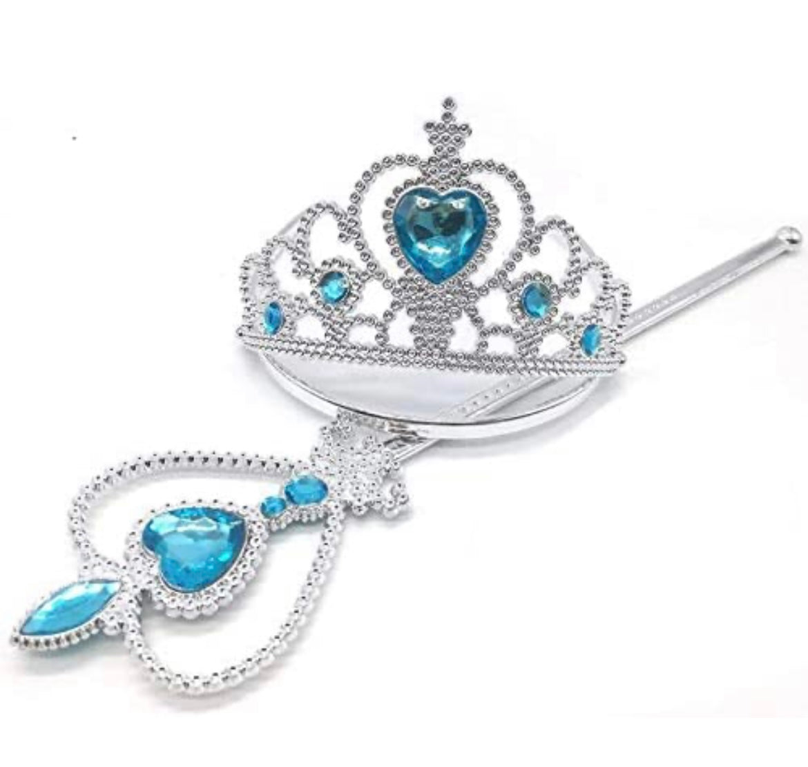 Corona, Varita y Guantes Princesa Con Piedra Azul